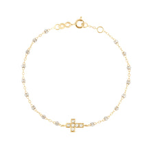 Gigi Clozeau - Cross Charm Classic Gigi Sparkle diamond bracelet, Yellow Gold, 6.7"