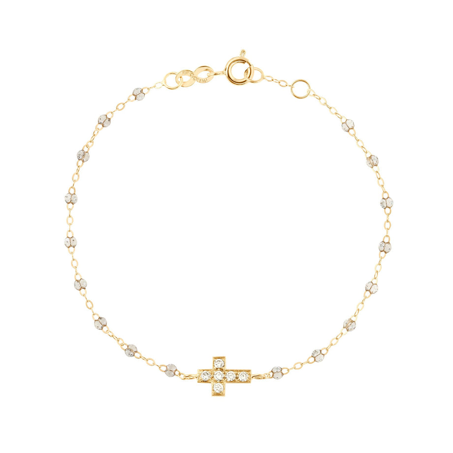 Gigi Clozeau - Cross Charm Classic Gigi Sparkle diamond bracelet, Yellow Gold, 6.7