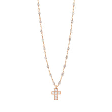 Gigi Clozeau - Cross Charm Classic Gigi Sparkle diamond necklace, Rose Gold, 16.5"