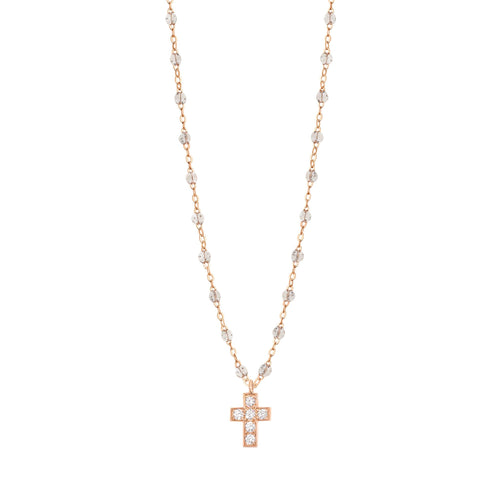 Gigi Clozeau - Cross Charm Classic Gigi Sparkle diamond necklace, Rose Gold, 16.5