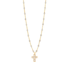 Gigi Clozeau - Cross Charm Classic Gigi Sparkle diamond necklace, Yellow Gold, 16.5"