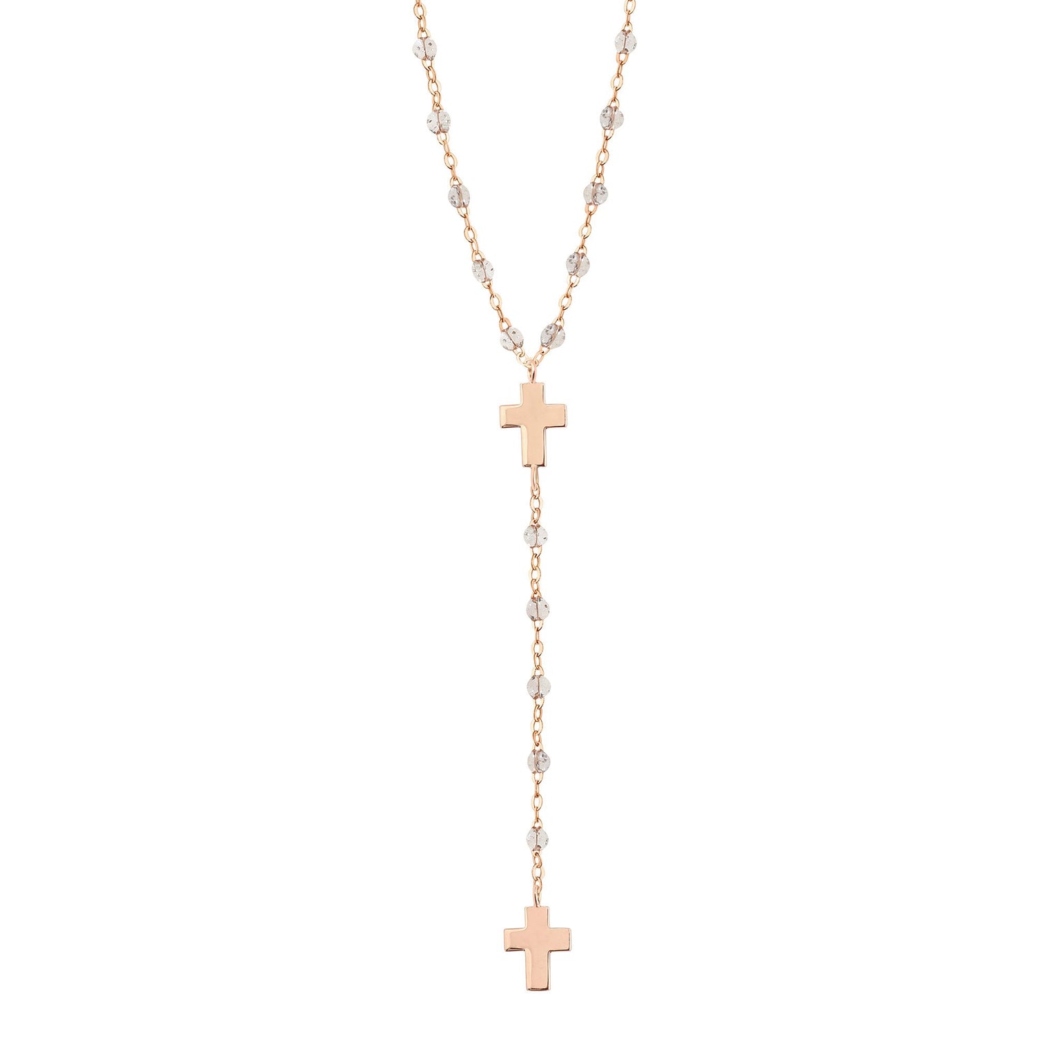 Gigi Clozeau - Cross Charm Classic Gigi Sparkle rosary, Rose Gold, 16.5"