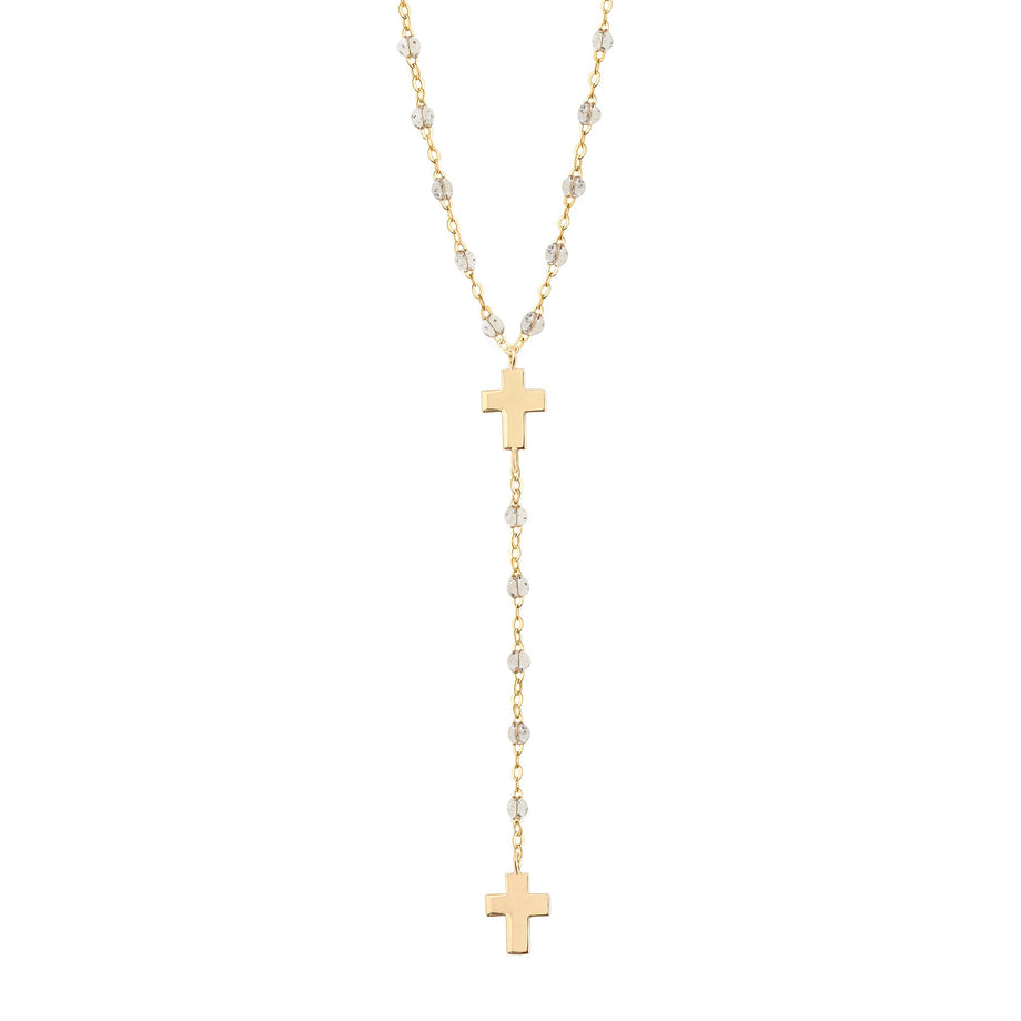 Gigi Clozeau - Cross Charm Classic Gigi Sparkle rosary, Yellow Gold, 16.5