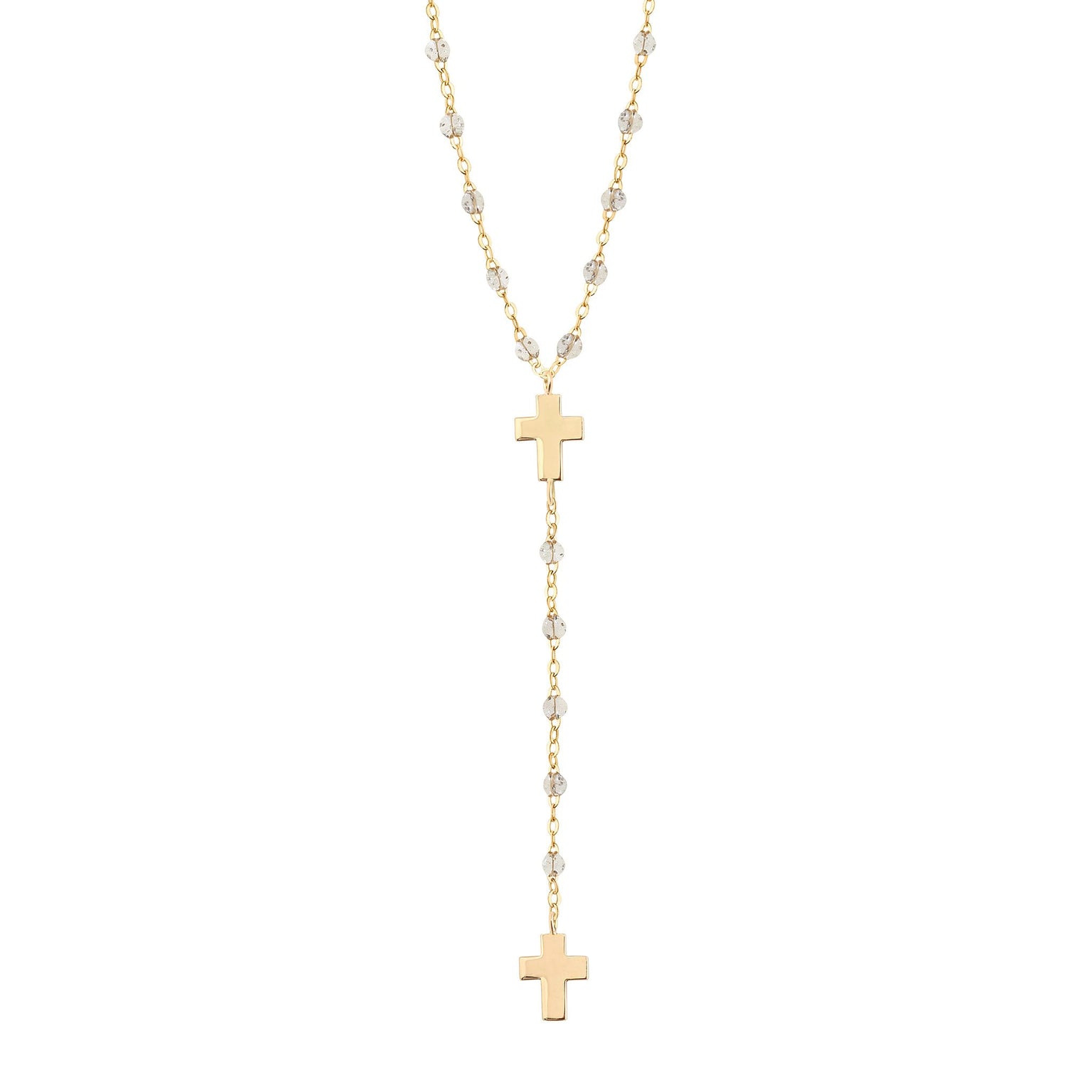 Gigi Clozeau - Cross Charm Classic Gigi Sparkle rosary, Yellow Gold, 16.5"