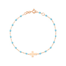 Gigi Clozeau - Cross Charm Classic Gigi Turquoise bracelet, Rose Gold, 6.7"