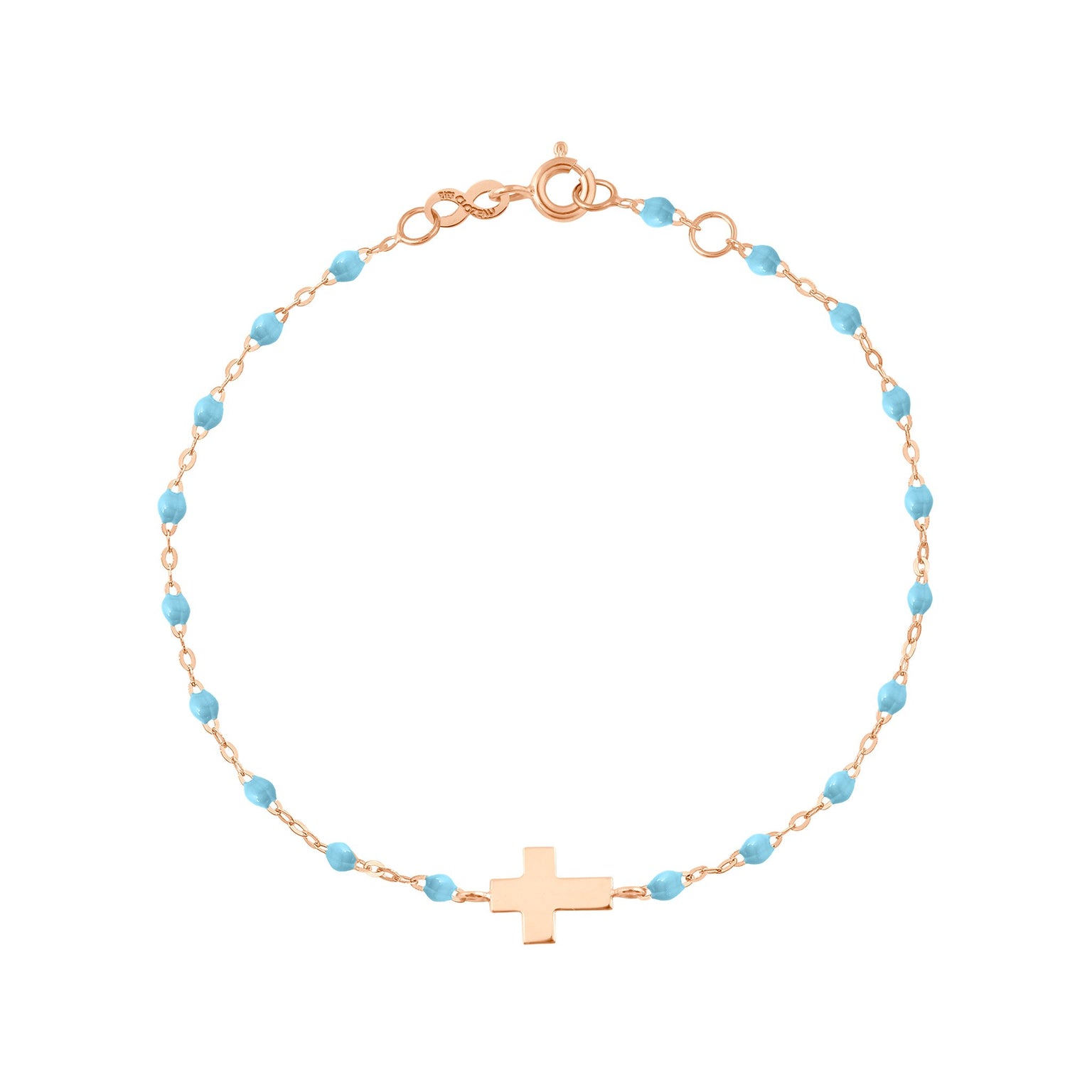 Gigi Clozeau - Cross Charm Classic Gigi Turquoise bracelet, Rose Gold, 6.7"