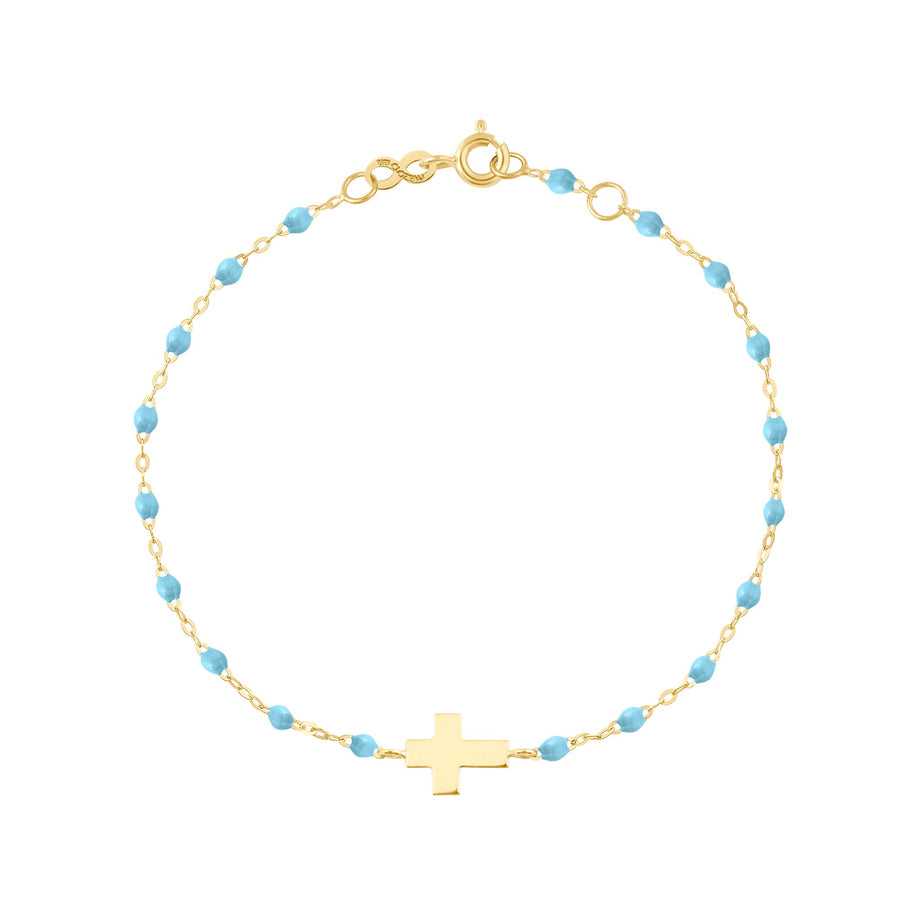 Gigi Clozeau - Cross Charm Classic Gigi Turquoise bracelet, Yellow Gold, 6.7