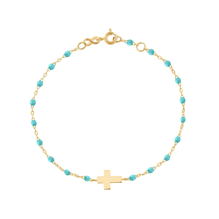 Gigi Clozeau - Cross Charm Classic Gigi Turquoise Green bracelet, Yellow Gold, 6.7