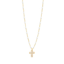 Gigi Clozeau - Cross Charm Classic Gigi White diamond necklace, Yellow Gold, 16.5"