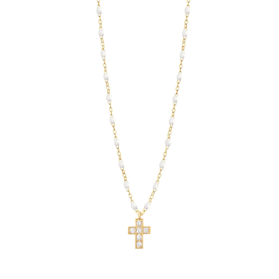 Gigi Clozeau - Cross Charm Classic Gigi White diamond necklace, Yellow Gold, 16.5