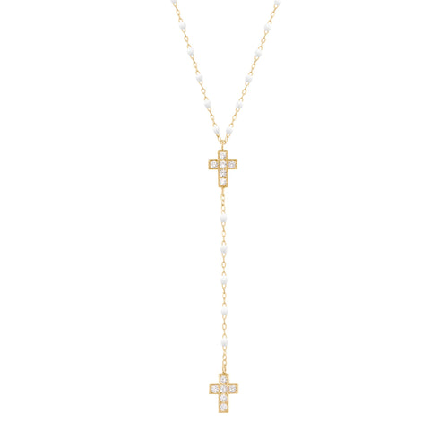 Gigi Clozeau - Cross Charm Classic Gigi White diamond rosary, Yellow Gold, 16.5