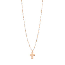 Gigi Clozeau - Cross Charm Classic Gigi White necklace, Rose Gold, 16.5"