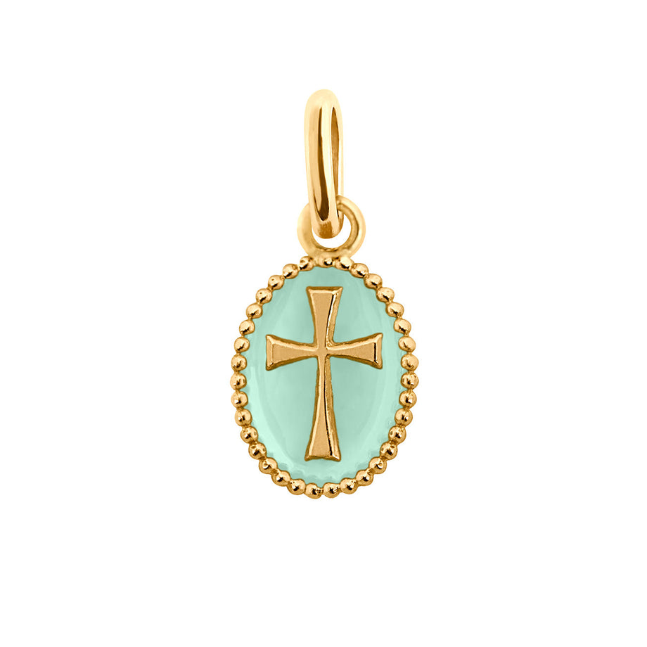 Gigi Clozeau - Cross Jade Resin pendant, Yellow Gold