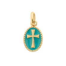 Gigi Clozeau - Cross Turquoise Green Resin pendant, Yellow Gold