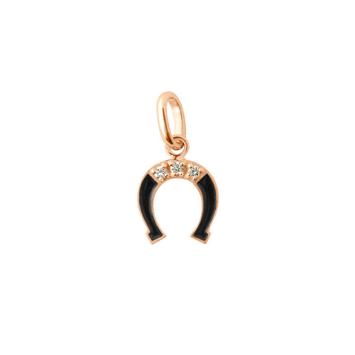Gigi Clozeau - Diamond Horseshoe Resin Pendant, Black, Rose Gold