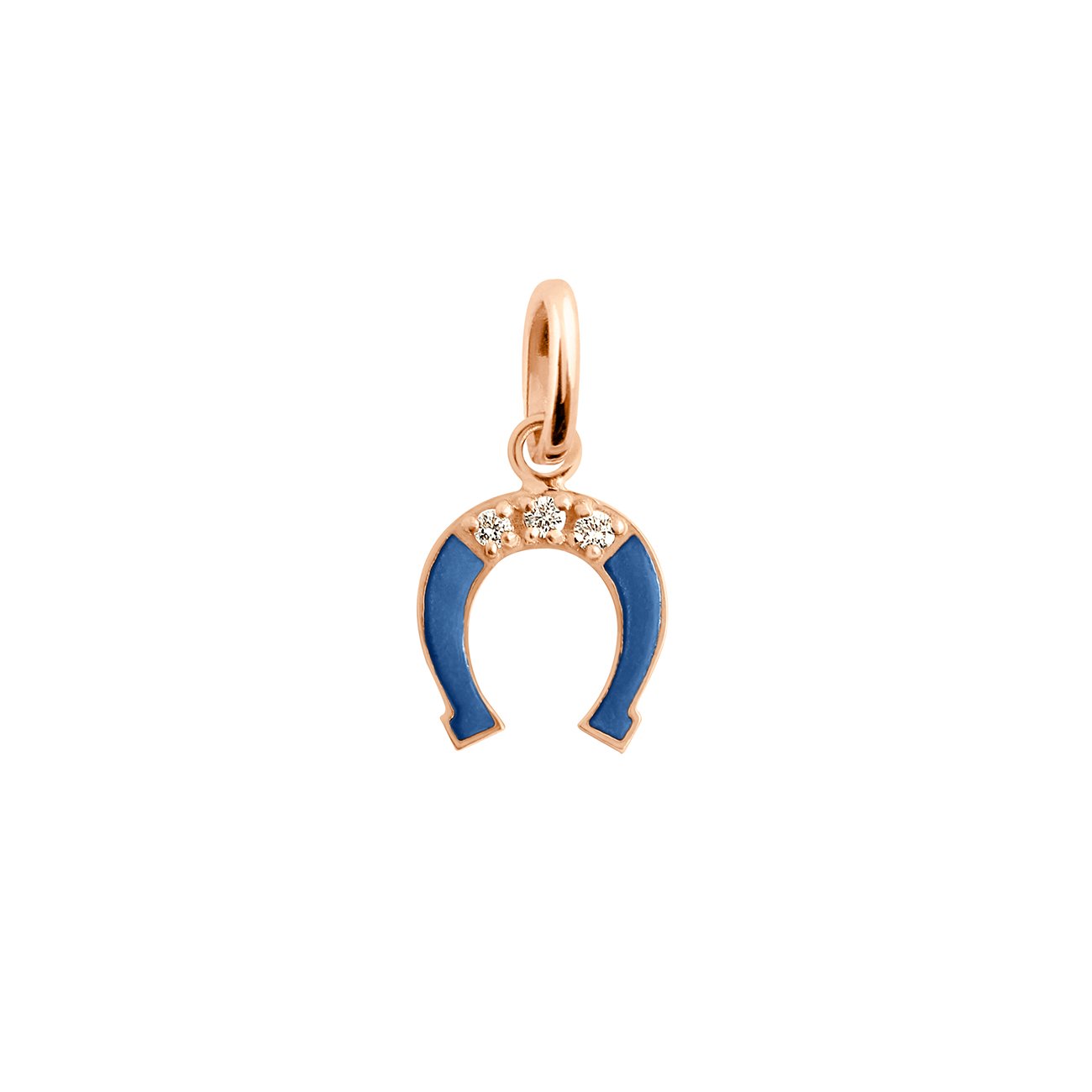 Gigi Clozeau - Diamond Horseshoe Resin Pendant, Lapis, Rose Gold