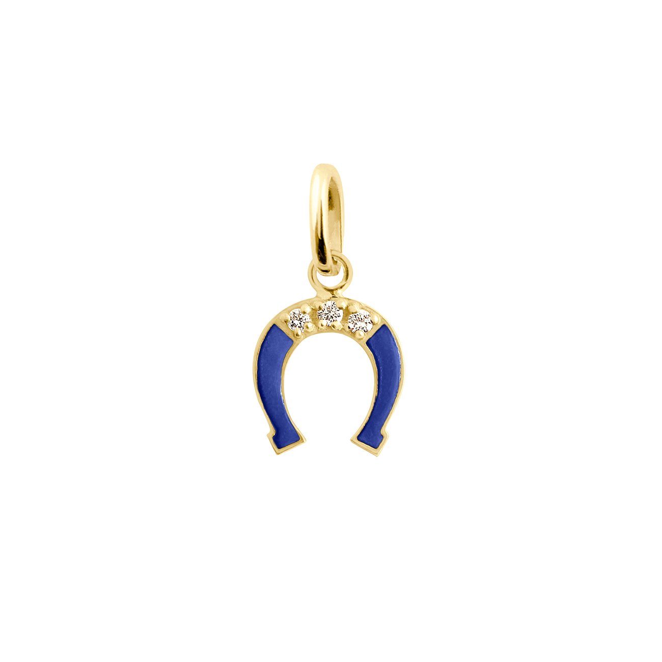 Diamond Horseshoe Resin Pendant, Lapis, Yellow Gold | Gigi Clozeau