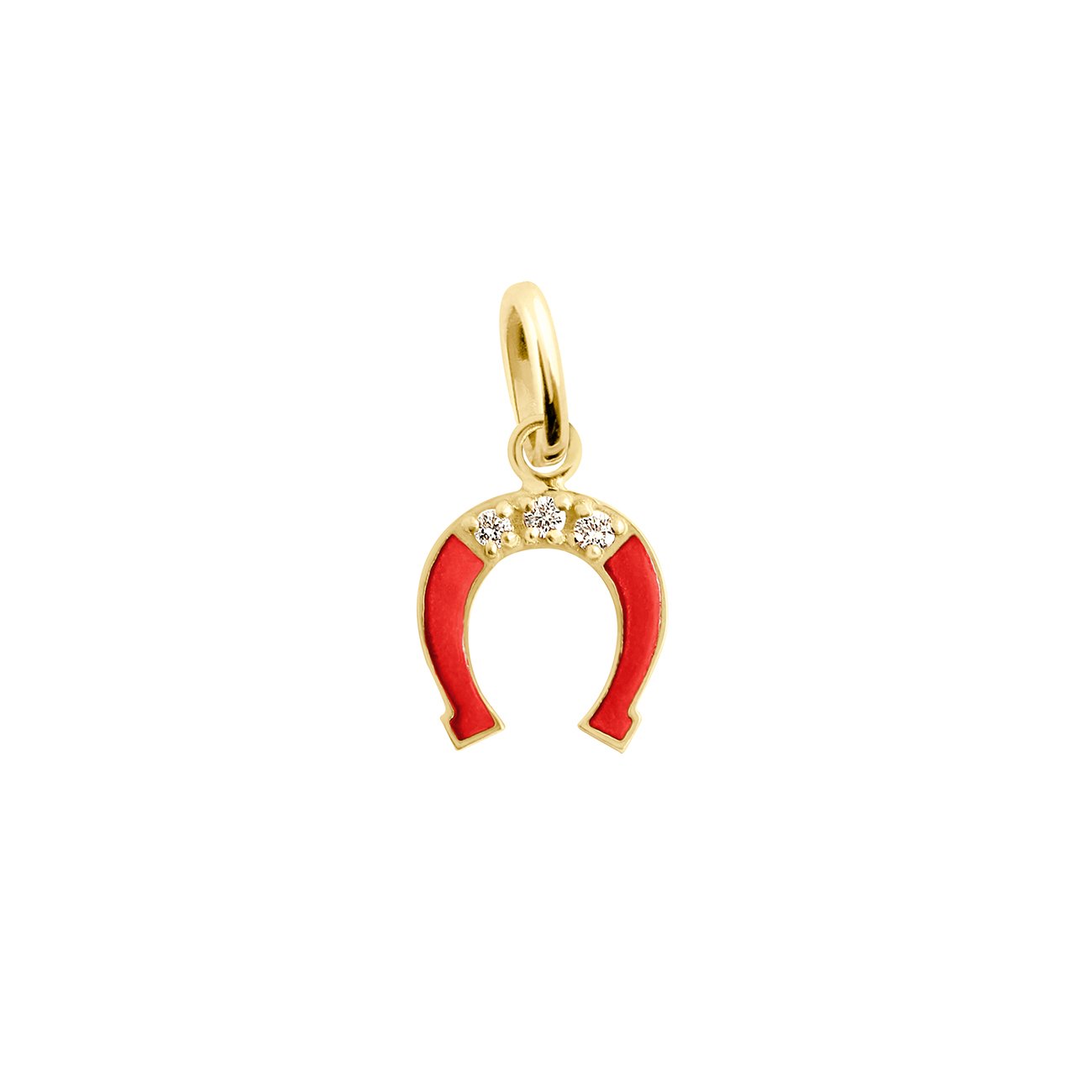 Gigi Clozeau - Diamond Horseshoe Resin Pendant, Poppy, Yellow Gold