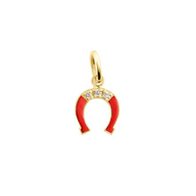 Gigi Clozeau - Diamond Horseshoe Resin Pendant, Poppy, Yellow Gold