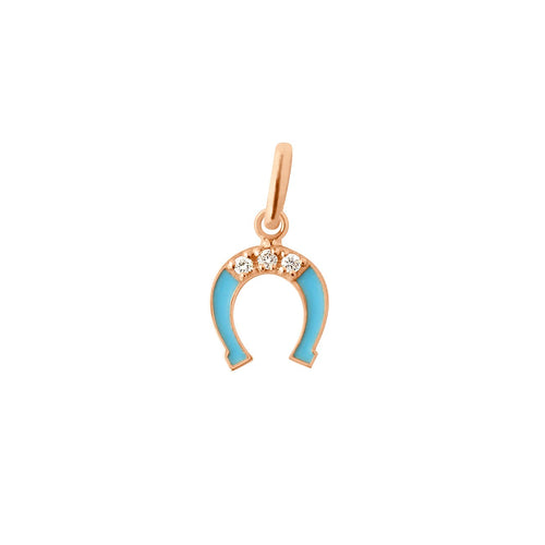 Gigi Clozeau - Diamond Horseshoe Resin Pendant, Turquoise, Rose Gold