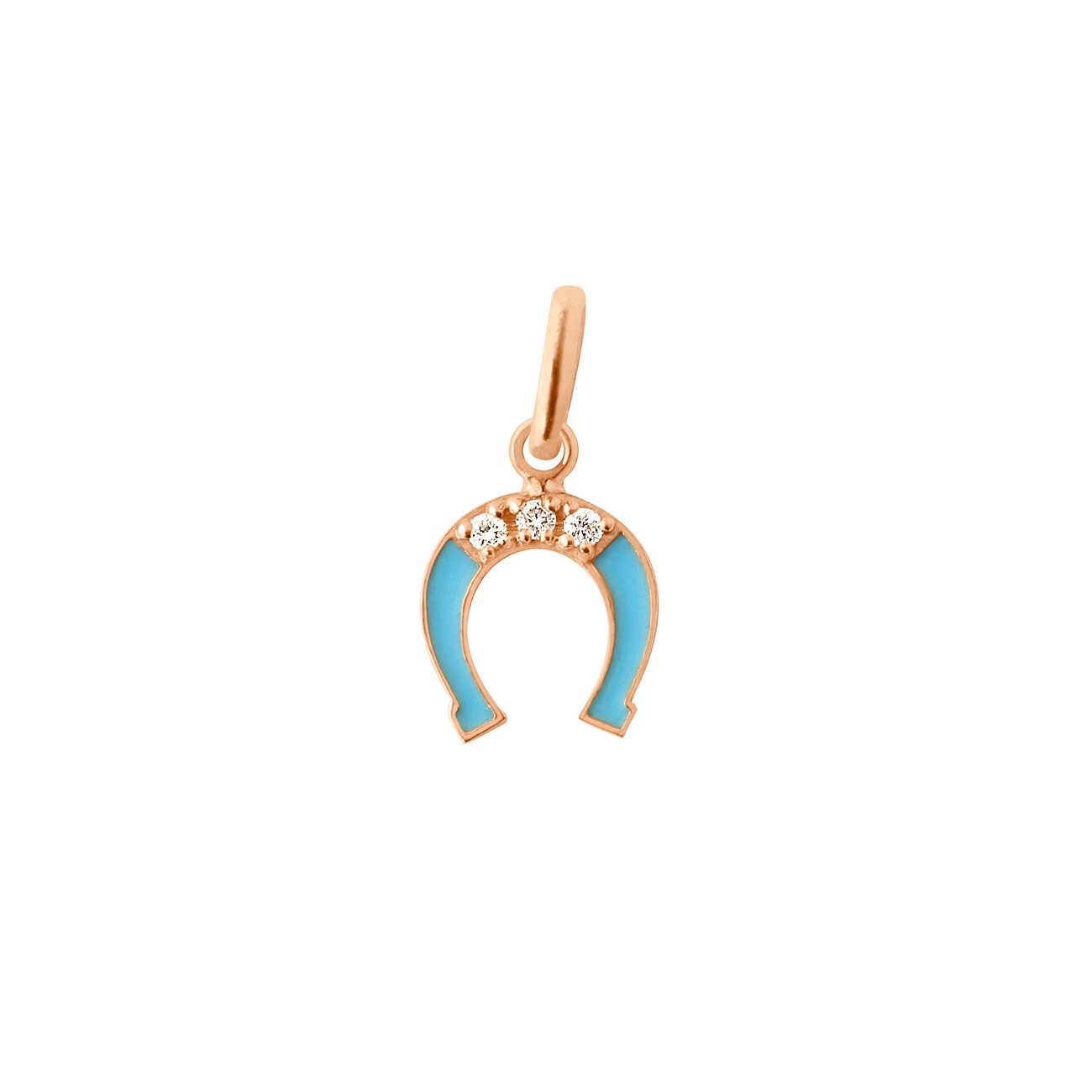 Gigi Clozeau - Diamond Horseshoe Resin Pendant, Turquoise, Rose Gold