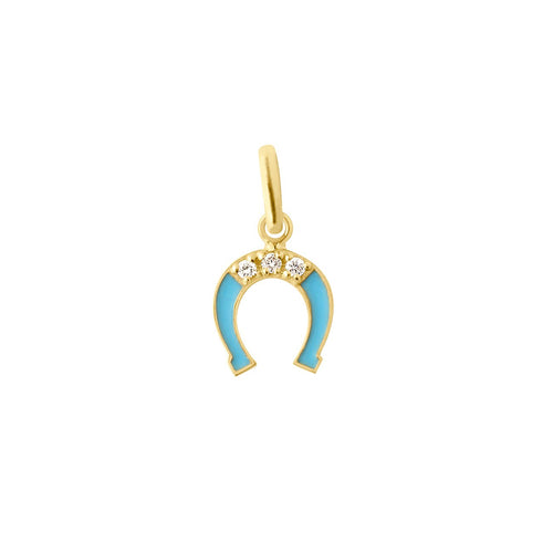 Gigi Clozeau - Diamond Horseshoe Resin Pendant, Turquoise, Yellow Gold