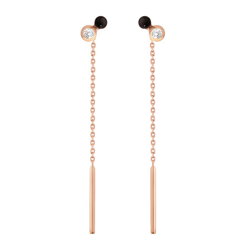 Gigi Clozeau - Dot diamond Black resin earrings, Rose Gold