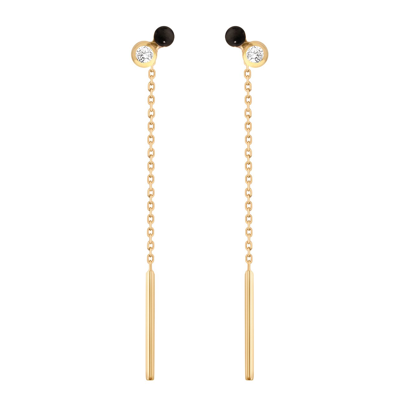 Gigi Clozeau - Dot diamond Black resin earrings, Yellow Gold