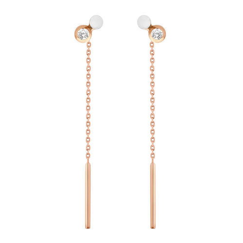 Gigi Clozeau - Dot diamond White resin earrings, Rose Gold