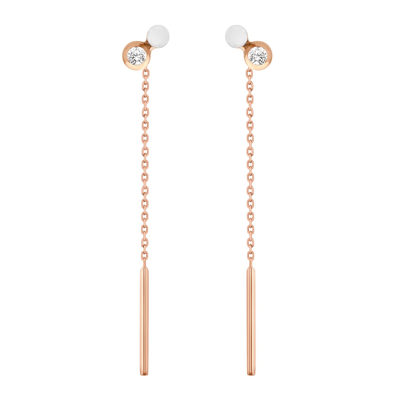 Gigi Clozeau - Dot diamond White resin earrings, Rose Gold
