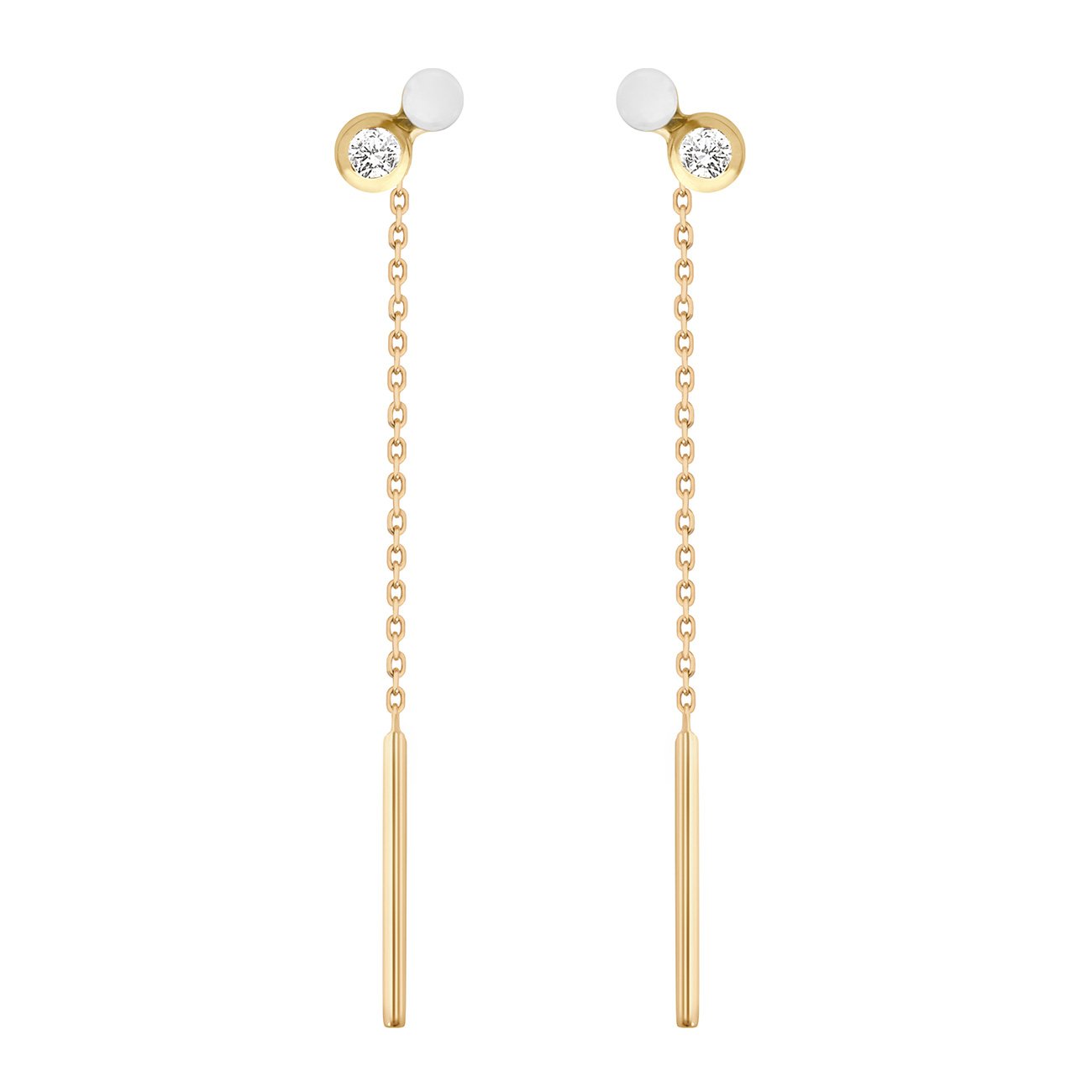 Gigi Clozeau - Dot diamond White resin earrings, Yellow Gold