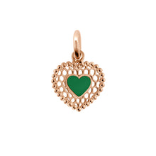 Gigi Clozeau - Emerald Lace Heart Pendant, Rose Gold