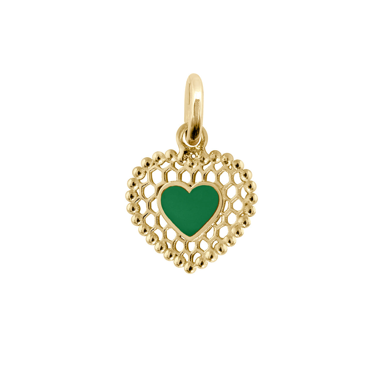 Gigi Clozeau - Emerald Lace Heart Pendant, Yellow Gold