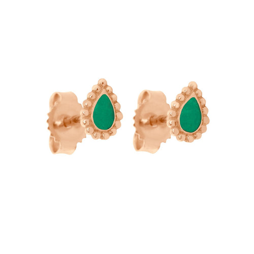 Gigi Clozeau - Emerald Lucky Cashmere Earrings, Rose Gold