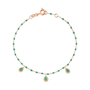 Gigi Clozeau - Emerald Mini 3 Lucky Cashmere Bracelet, Rose Gold, 6.7"