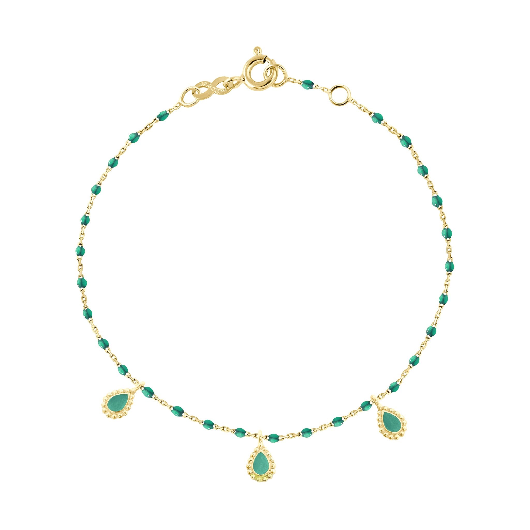 Gigi Clozeau - Emerald Mini 3 Lucky Cashmere Bracelet, Yellow Gold, 6.7"