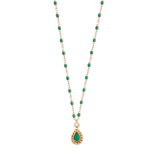Gigi Clozeau - Emerald Mini Lucky Cashmere Necklace, Rose Gold, 16.5