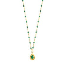 Gigi Clozeau - Emerald Mini Lucky Cashmere Necklace, Yellow Gold, 16.5"