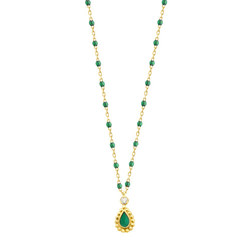 Gigi Clozeau - Emerald Mini Lucky Cashmere Necklace, Yellow Gold, 16.5