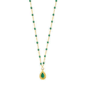 Gigi Clozeau - Emerald Mini Lucky Cashmere Necklace, Yellow Gold, 16.5"