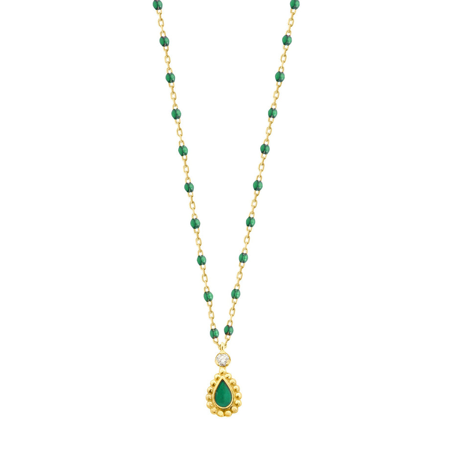 Gigi Clozeau - Emerald Mini Lucky Cashmere Necklace, Yellow Gold, 16.5