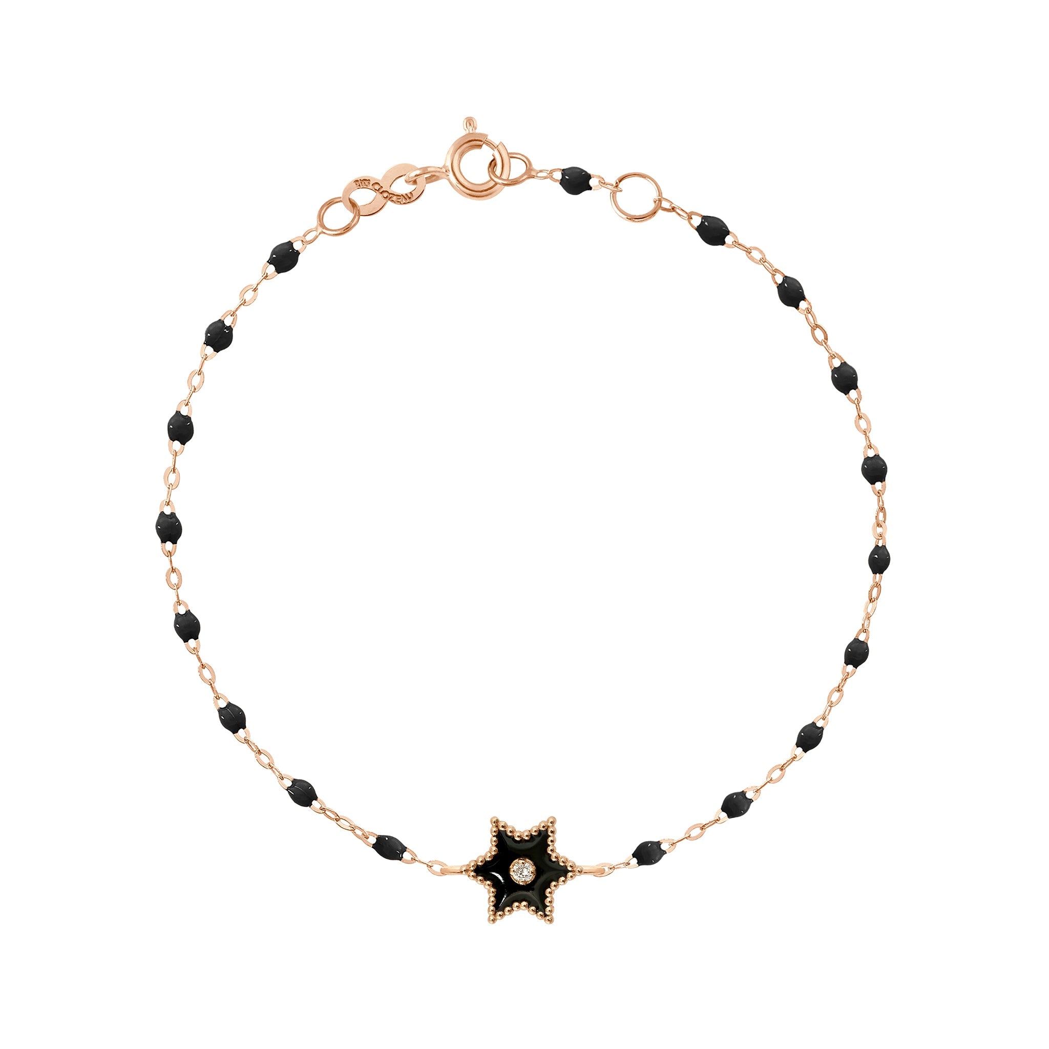 Gigi Clozeau - Étoile Diamond Bracelet, Black, Rose Gold, 6.7"