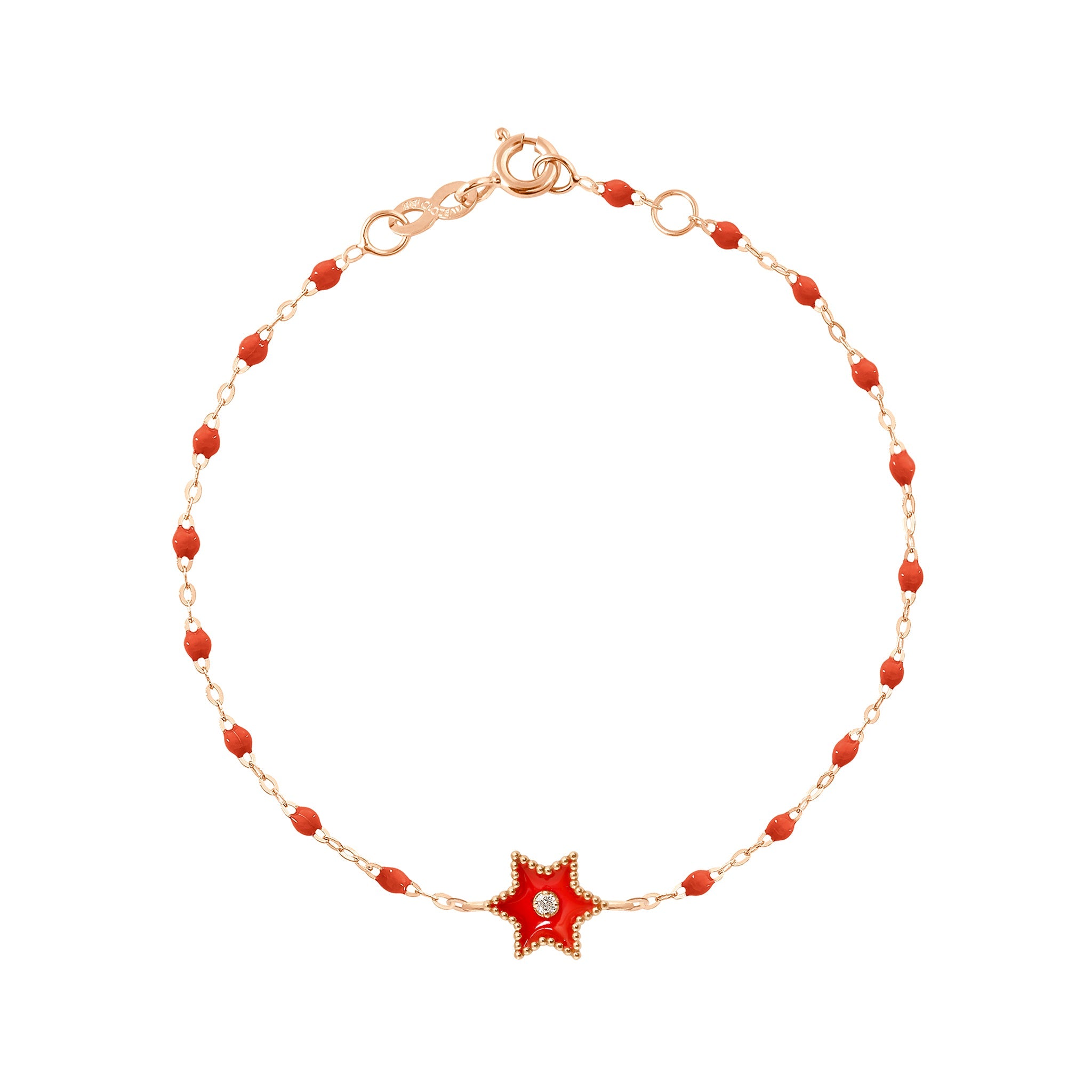 Gigi Clozeau - Étoile Diamond Bracelet, Coral, Rose Gold, 6.7"