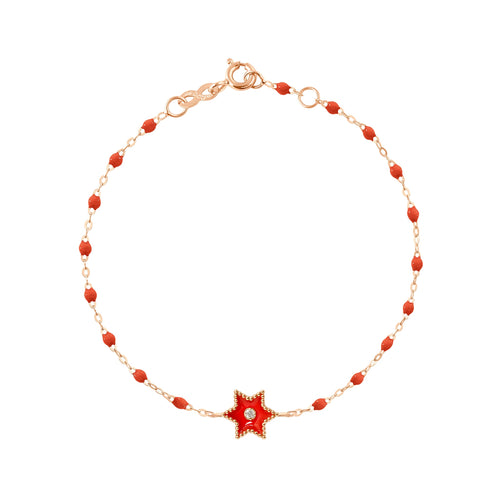 Gigi Clozeau - Étoile Diamond Bracelet, Coral, Rose Gold, 6.7