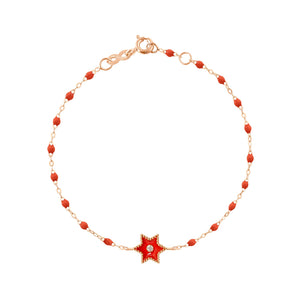 Gigi Clozeau - Étoile Diamond Bracelet, Coral, Rose Gold, 6.7"