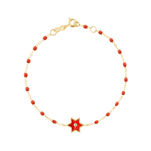 Gigi Clozeau - Étoile Diamond Bracelet, Coral, Yellow Gold, 6.7