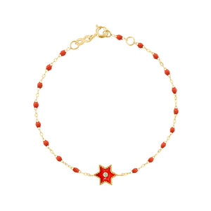 Gigi Clozeau - Étoile Diamond Bracelet, Coral, Yellow Gold, 6.7"