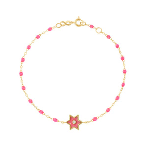 Gigi Clozeau - Étoile Diamond Bracelet, Pink, Yellow Gold, 6.7"