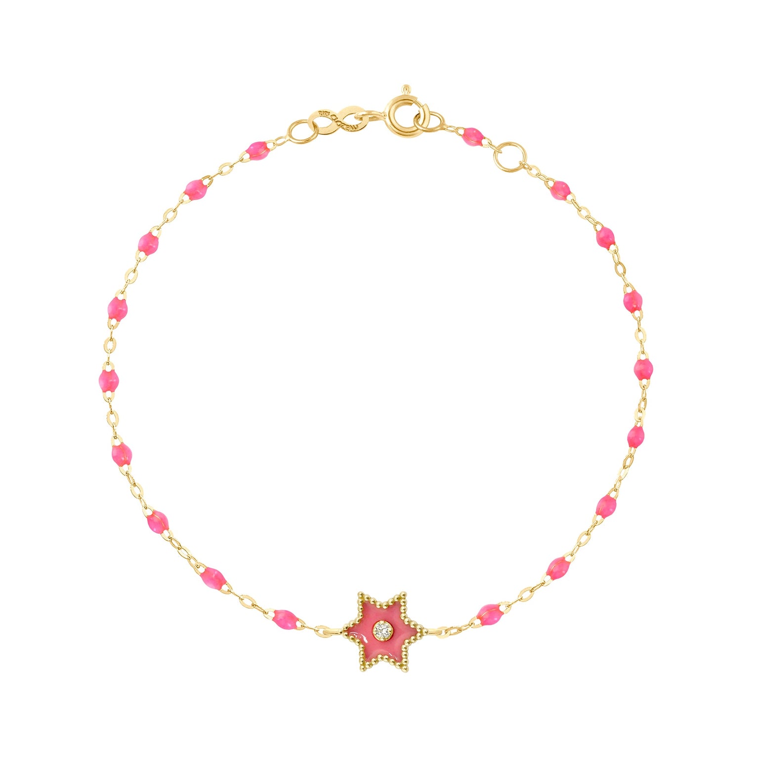 Gigi Clozeau - Étoile Diamond Bracelet, Pink, Yellow Gold, 6.7"