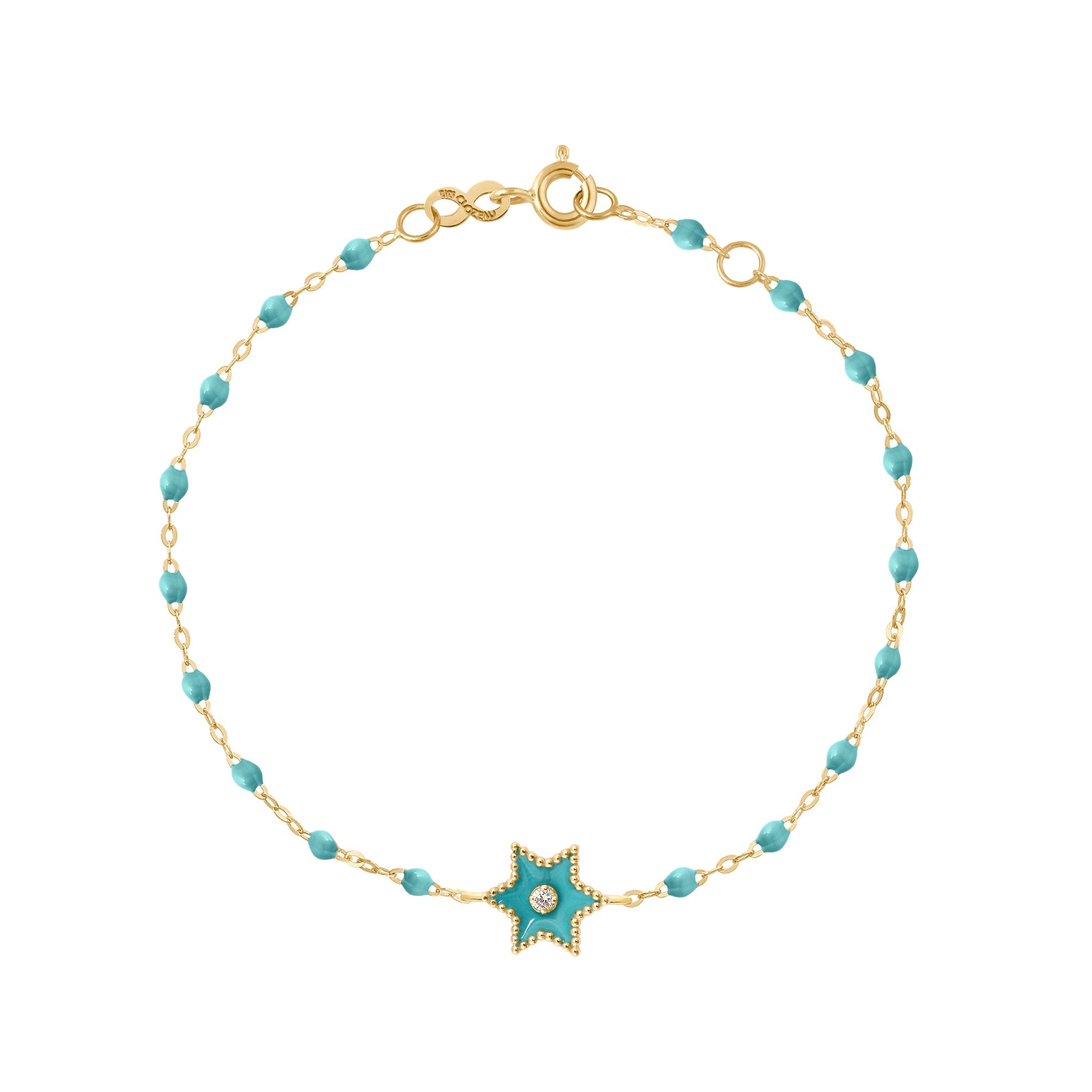 Gigi Clozeau - Étoile Diamond Bracelet, Turquoise Green, Yellow Gold, 6.7"
